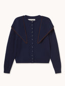 Donkerblauw vest met sjaalkraag
