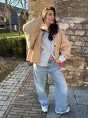 Lichtgrijze scuba zip hoodie wuji