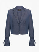 Donkerblauwe cropped blazer byn