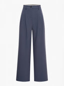 Donkerblauwe wide-leg pantalon lux