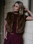 Bruine fake Fur bodywarmer isla