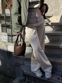 Ecru wide leg jeans jale