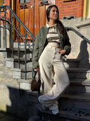 Ecru wide leg jeans jale