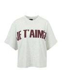 Grijs t-shirt met bordeaux tekstprint elara