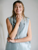 Lichtblauw gilet hopeaa