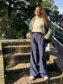 Donkerblauwe wide-leg pantalon lux