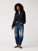 Donkerblauwe barrel jeans heather