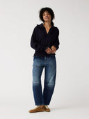 Donkerblauwe barrel jeans heather