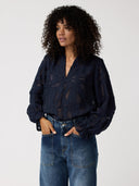 Donkerblauwe barrel jeans heather