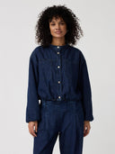 Donkerblauwe denim blouse devi