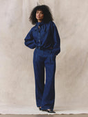 Donkerblauwe denim blouse devi
