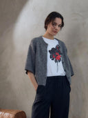 Grijs alpaca vest met korte mouwen caroline