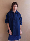 Donkerblauwe denim blouse comow