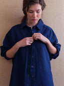 Donkerblauwe denim blouse comow
