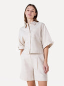 Beige linnenmix shorts moore