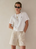 Beige linnenmix shorts moore