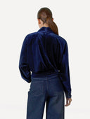 Blauwe fluwelen arwen top l/s