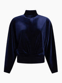 Blauwe fluwelen arwen top l/s