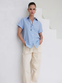 Blauw gestreepte blouse blanche