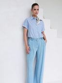 Blauw gestreepte blouse blanche