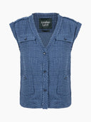 Blauw bouclé gilet mare vest