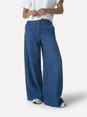 Blauwe broek moore wide boucle pants