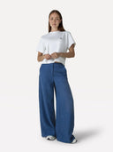 Blauwe broek moore wide boucle pants