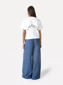 Blauwe broek moore wide boucle pants