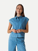 Denim blouse met patroon benoite shirt