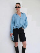 Lichtblauwe blouse boisy shirt l/s