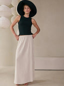 Creme gestreepte maxi rok liz