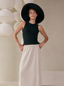 Creme gestreepte maxi rok liz