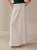 Creme gestreepte maxi rok liz