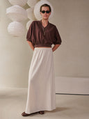 Creme gestreepte maxi rok liz