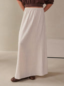 Creme gestreepte maxi rok liz
