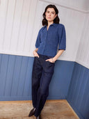 Donkerblauwe barrel jeans vivia