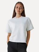 Ecru t-shirt met rib ravenelle