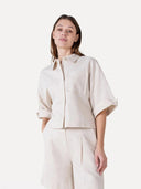 Beige linnenmix shorts moore