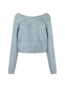 Blauwe trui met open rug adea knitted pull