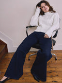Donkerblauwe wide-leg jeans moore