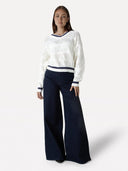 Donkerblauwe wide-leg jeans moore