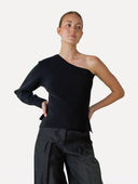 Zwarte nori knitted top l/s