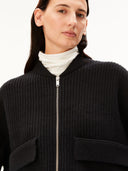 Zwarte alpaca blend knit jacket