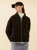 Zwarte alpaca blend knit jacket
