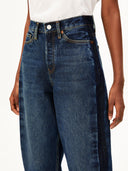 Donkerblauwe barrel jeans baarly high waist
