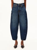 Donkerblauwe barrel jeans baarly high waist