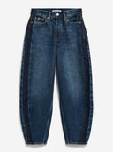 Donkerblauwe barrel jeans baarly high waist