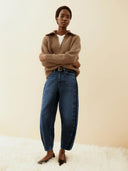 Donkerblauwe barrel jeans baarly high waist