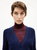 Donkerblauw gebreid vest menaal links links