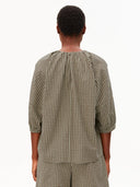 Groene vichy seersucker blouse